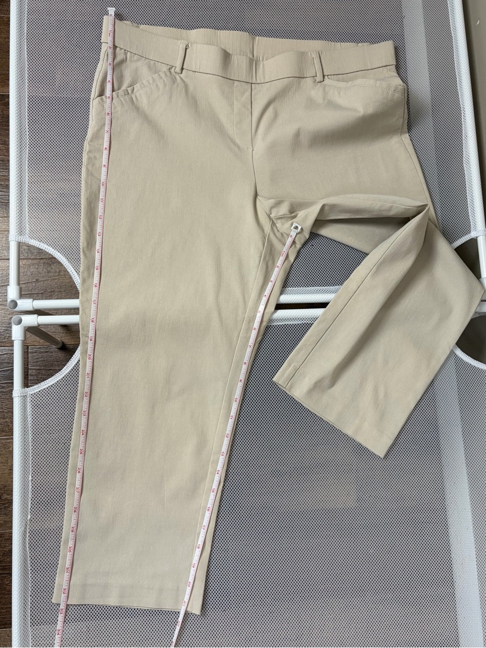 Rafaella Comfort Tan Khaki Crop Dress Pants Plus Sz 16 Straight Leg Stretch EUC - Picture 11 of 14